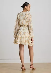 Women's Floral Ruffle-Trim Tiered Dress