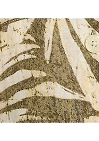 Women's Palm Frond Print Linen Camp Shirtdress