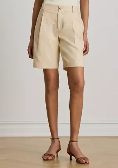 Pleated Linen-Cotton Tweed Bermuda Shorts