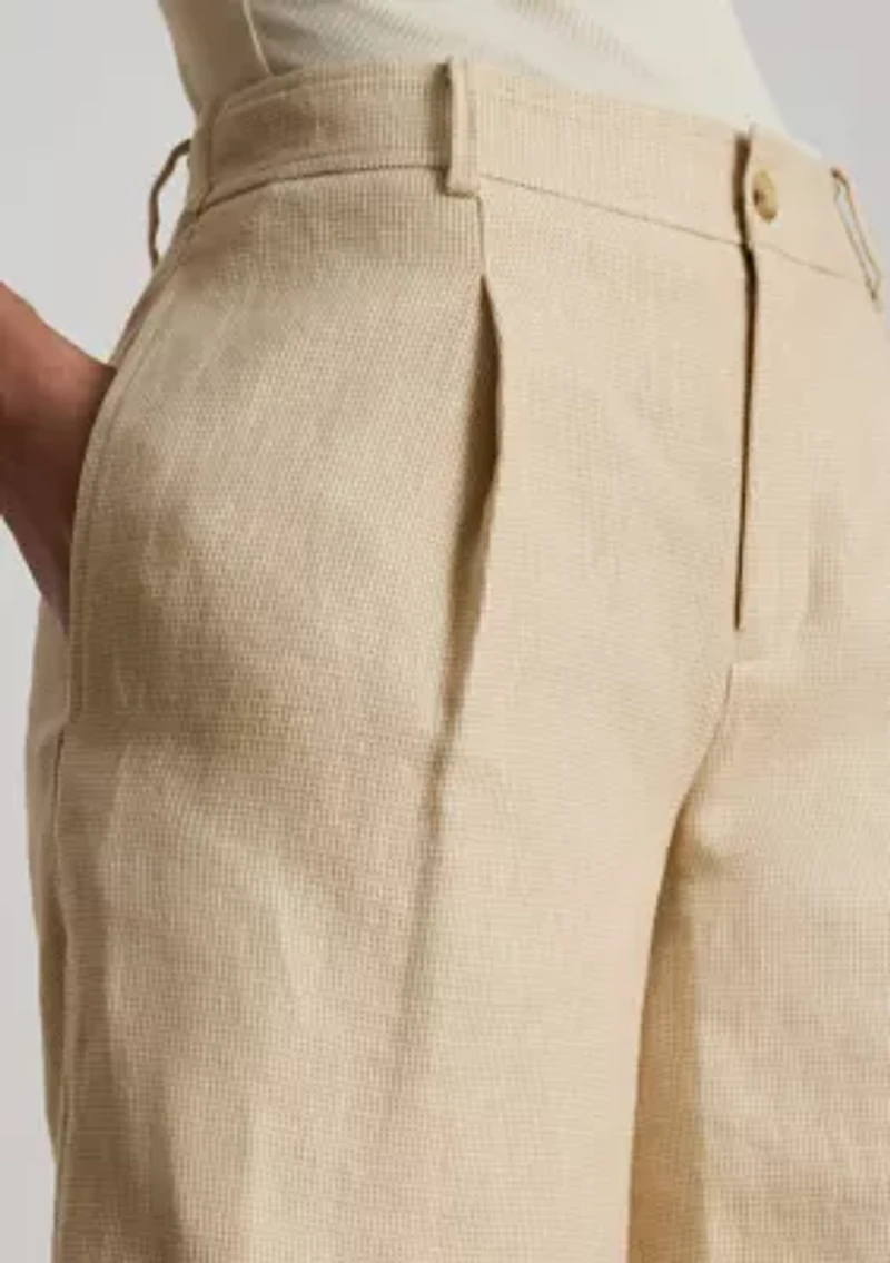 Pleated Linen-Cotton Tweed Bermuda Shorts