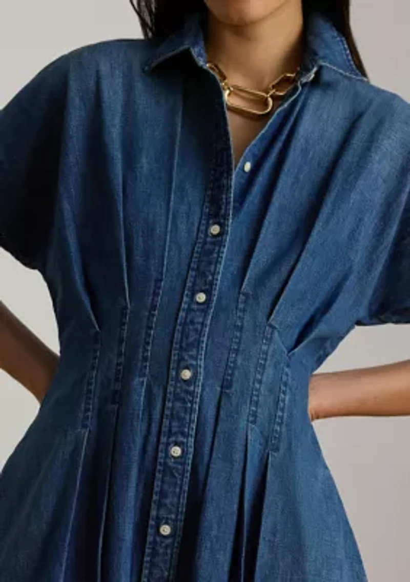Women's Pleated Denim Shirtdress