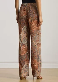 Women's Paisley Crepe Wide-Leg Pants