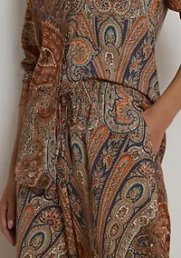 Women's Paisley Crepe Wide-Leg Pants