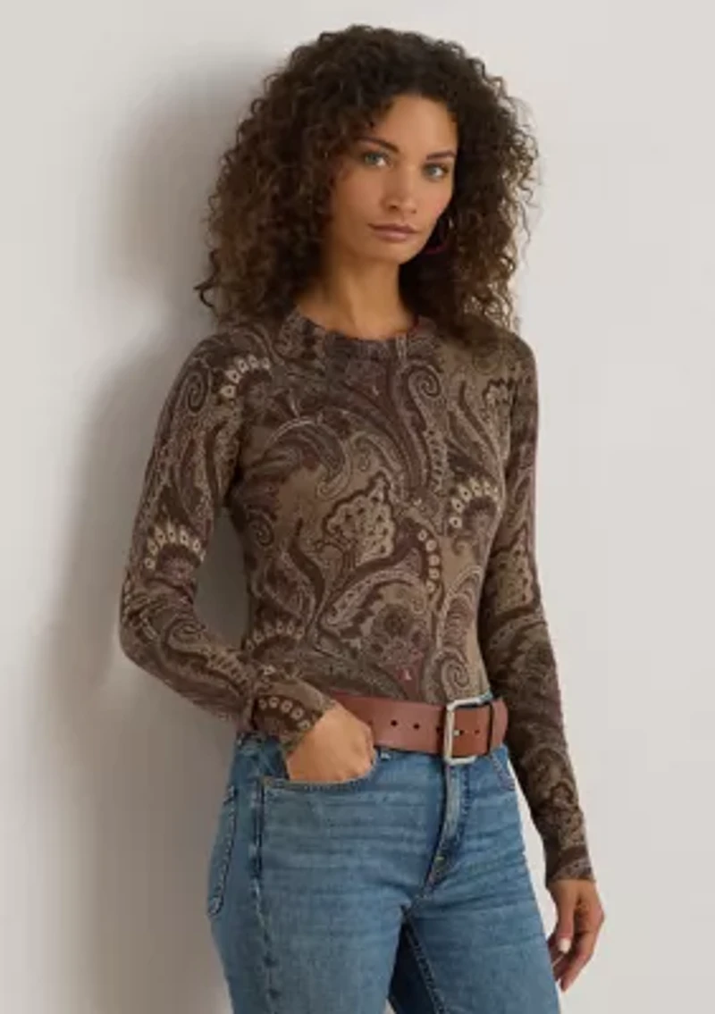Women's Paisley Cotton Blend Sweater