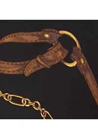 Belting-Print Belted Crepe Dress