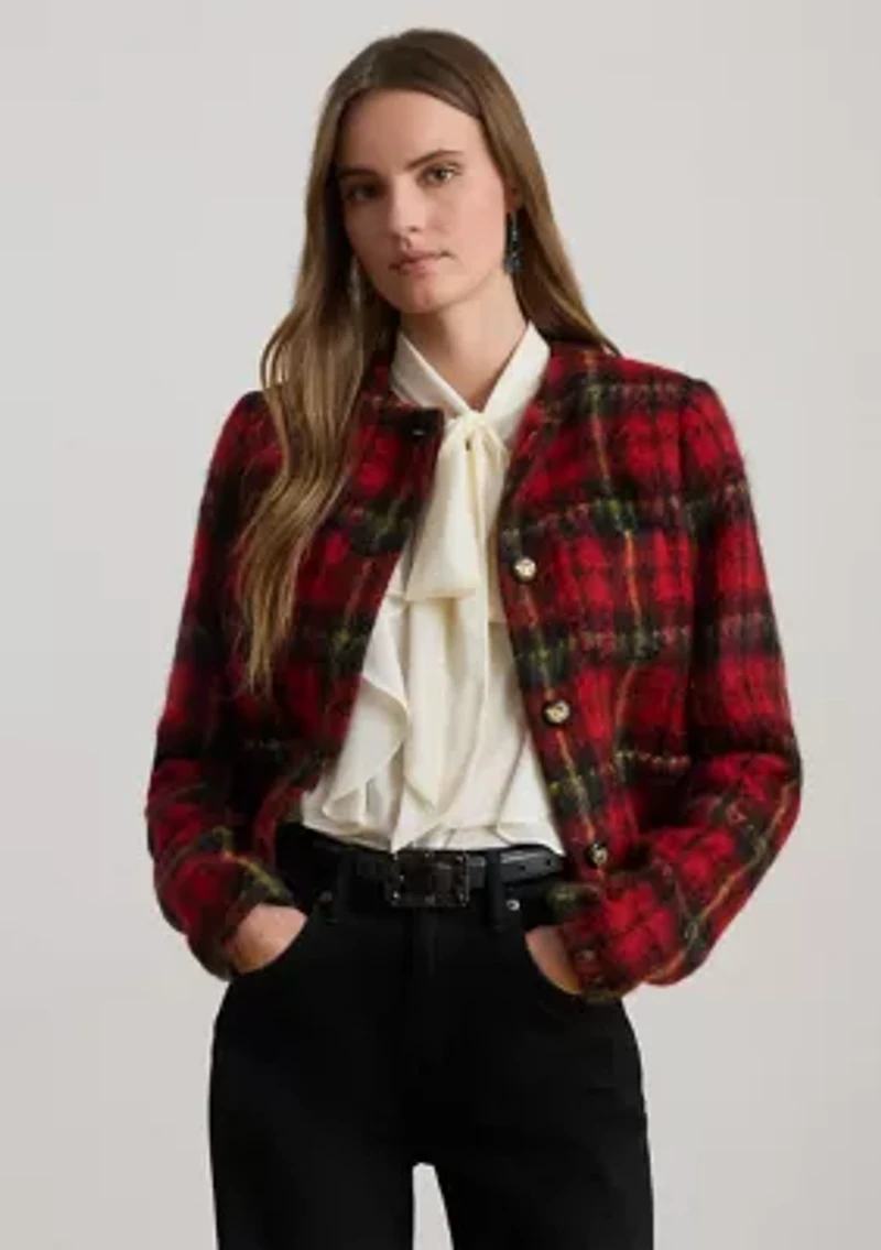 Women's Plaid Mohair Cropped Jacket