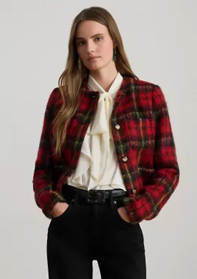Women's Plaid Mohair Cropped Jacket