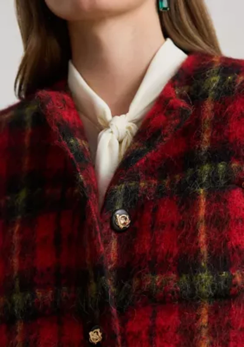 Women's Plaid Mohair Cropped Jacket
