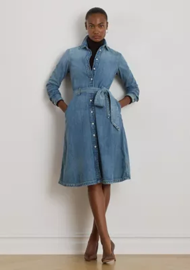 Women's Belted Denim Shirtdress