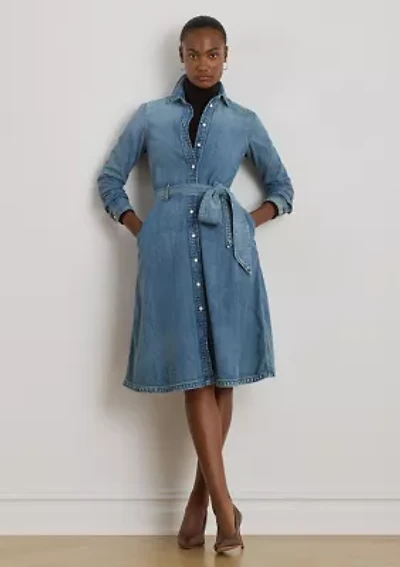 Women's Belted Denim Shirtdress