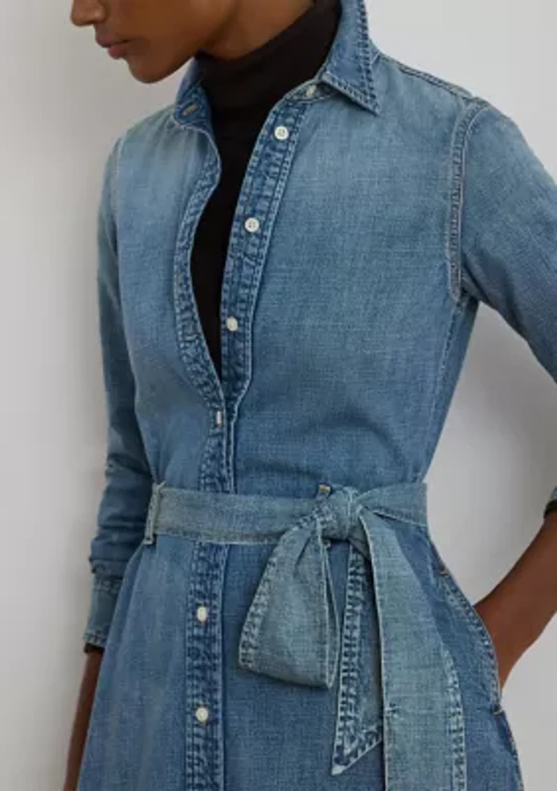 Women's Belted Denim Shirtdress