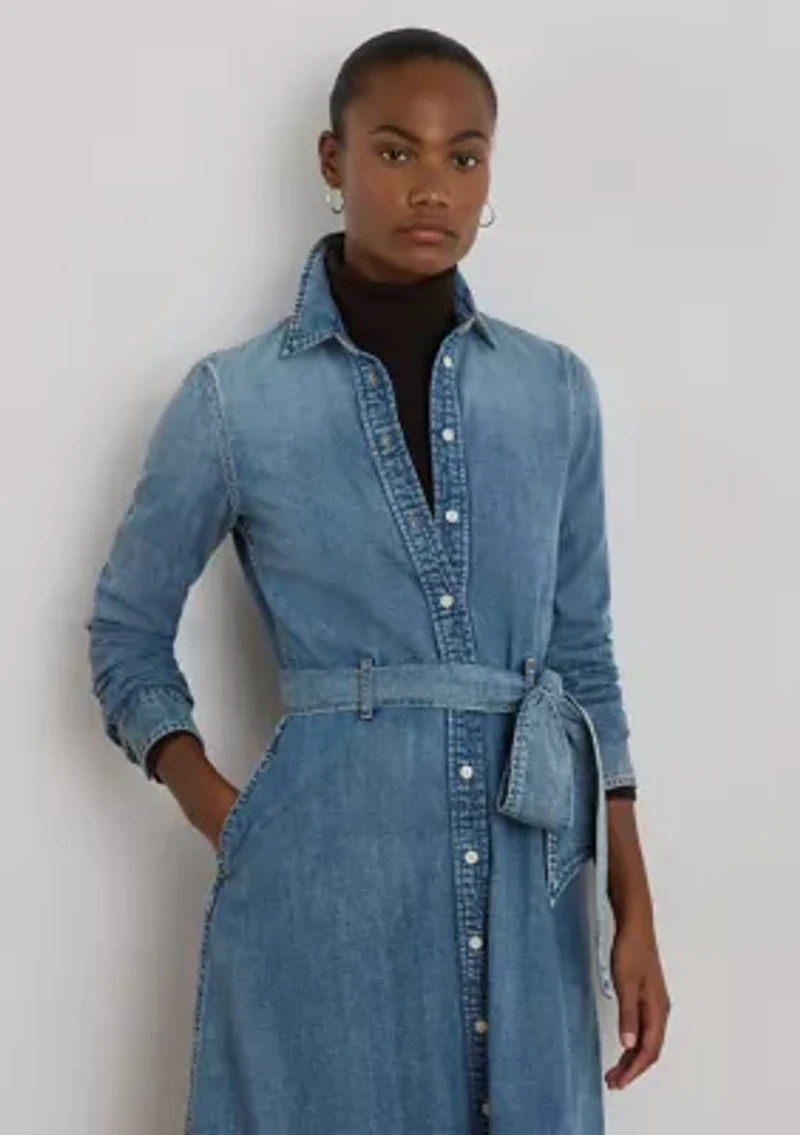 Women's Belted Denim Shirtdress