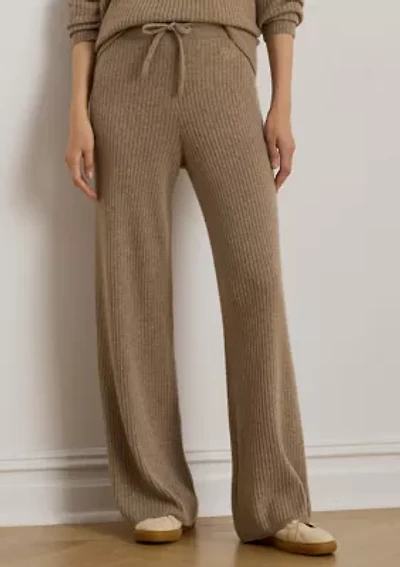 Women's Rib-Knit Cashmere Wide-Leg Pants