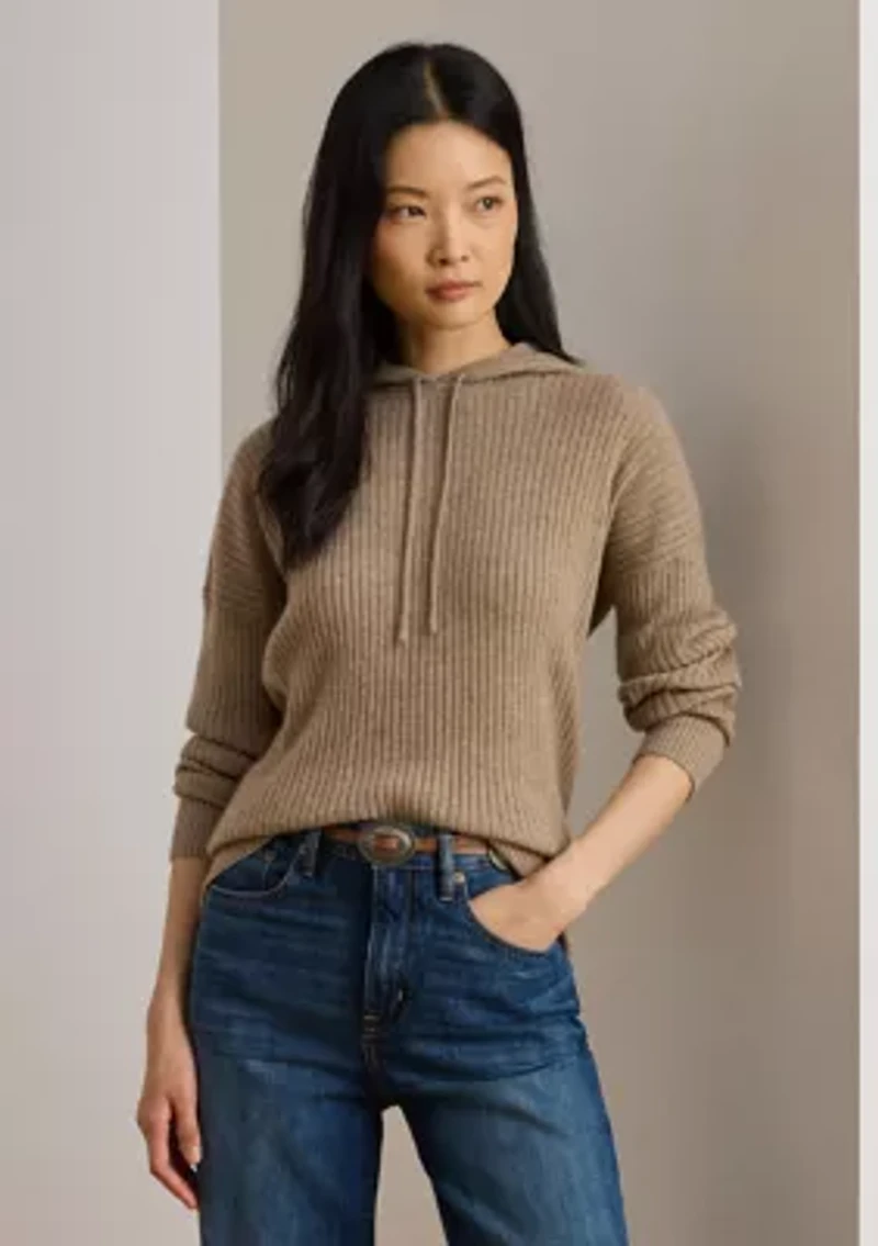 Women's Rib-Knit Cashmere Sweater Hoodie