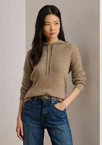 Women's Rib-Knit Cashmere Sweater Hoodie