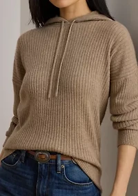 Women's Rib-Knit Cashmere Sweater Hoodie