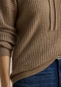 Women's Rib-Knit Cashmere Sweater Hoodie