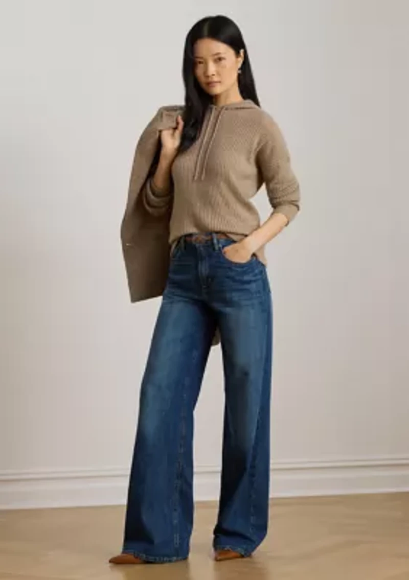 Women's Rib-Knit Cashmere Sweater Hoodie
