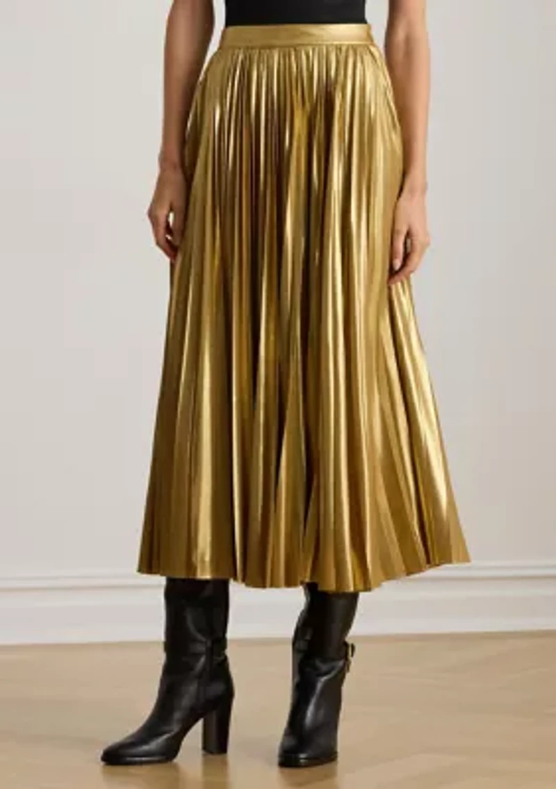 Women's Pleated Metallic Chiffon Skirt