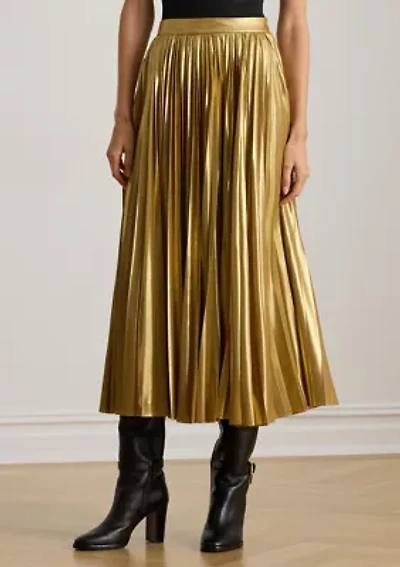 Women's Pleated Metallic Chiffon Skirt