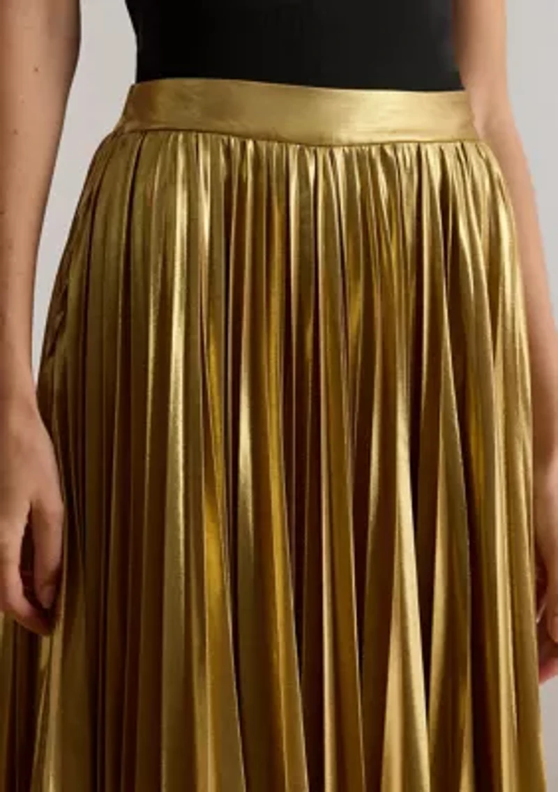 Women's Pleated Metallic Chiffon Skirt