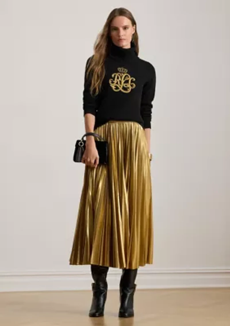 Women's Pleated Metallic Chiffon Skirt
