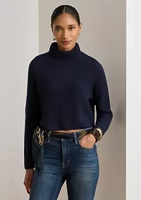 Women's Wool-Cashmere Cropped Mock Neck Sweater