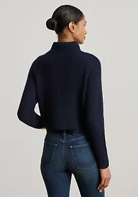 Women's Wool-Cashmere Cropped Mock Neck Sweater