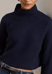 Women's Wool-Cashmere Cropped Mock Neck Sweater