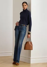 Women's Wool-Cashmere Cropped Mock Neck Sweater