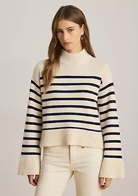Women's Striped Wool-Blend Mock neck Sweater