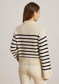 Women's Striped Wool-Blend Mock neck Sweater