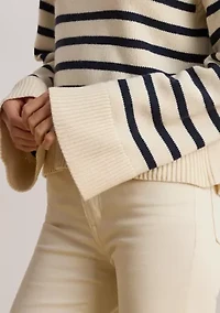 Women's Striped Wool-Blend Mock neck Sweater