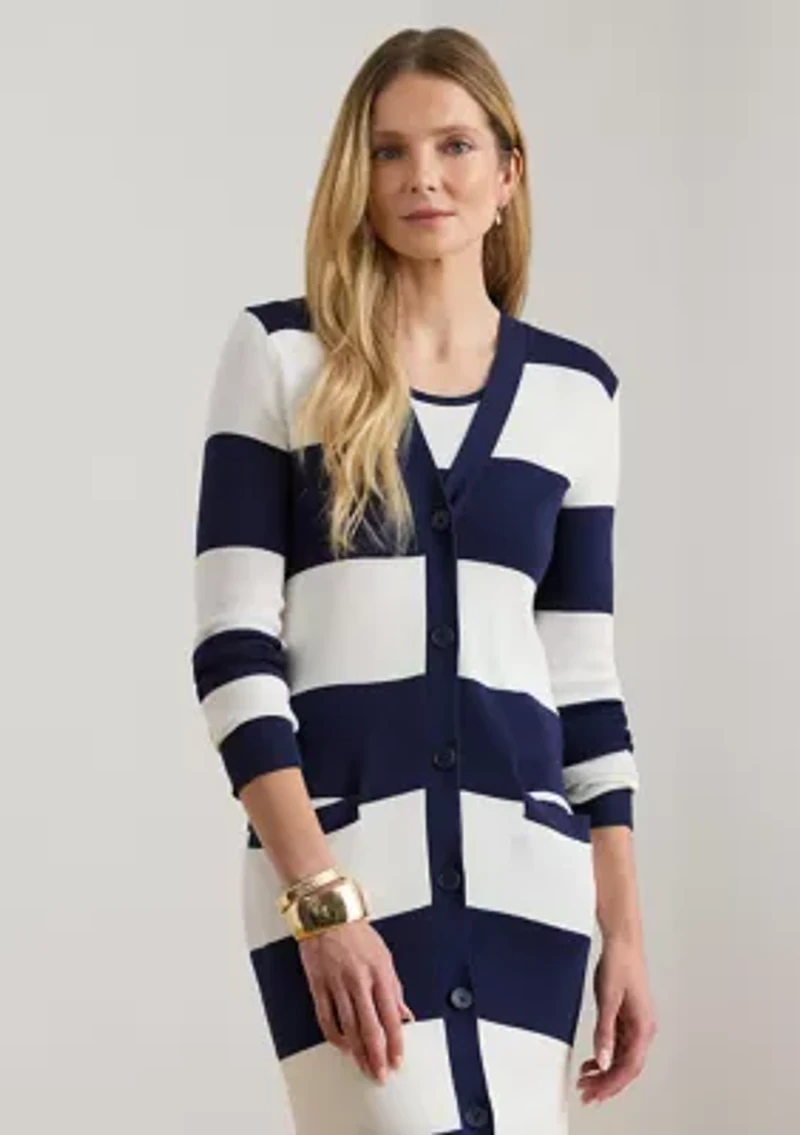 Striped Cotton-Blend Cardigan