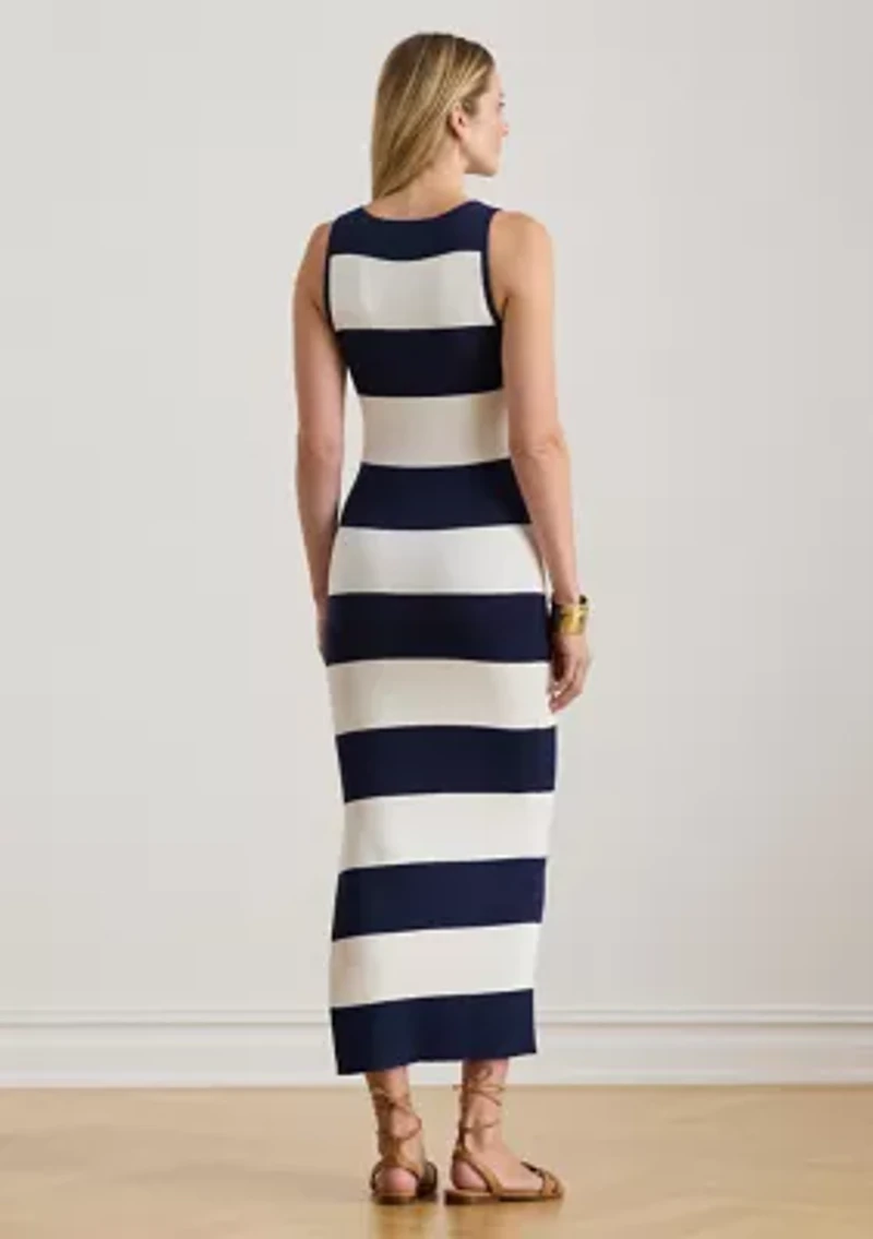 Striped Cotton-Blend Midi Tank Dress