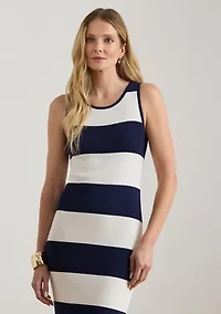 Striped Cotton-Blend Midi Tank Dress
