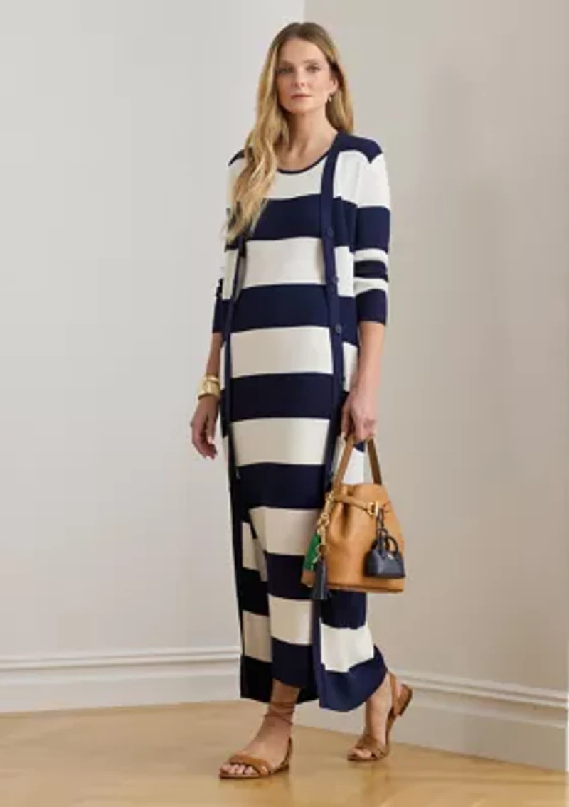 Striped Cotton-Blend Midi Tank Dress