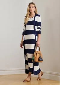 Striped Cotton-Blend Midi Tank Dress
