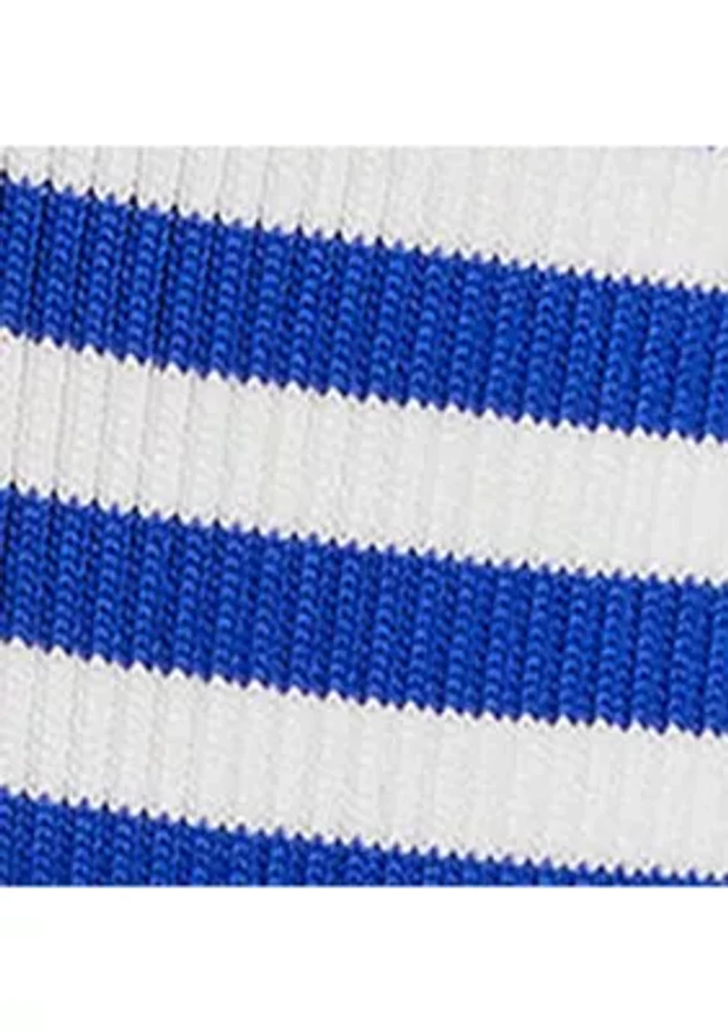 Striped Rib-Knit V-Neck Cardigan