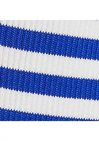 Striped Rib-Knit V-Neck Cardigan