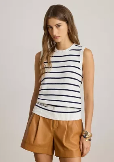 Striped Cotton Sleeveless Sweater