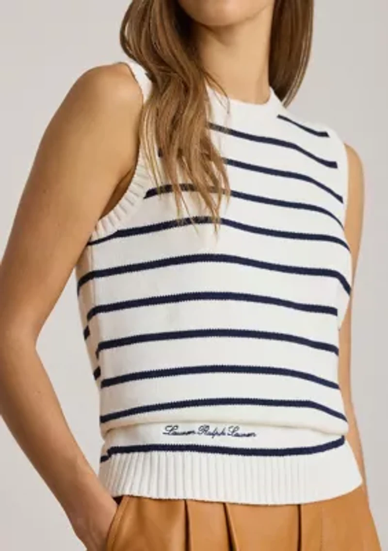 Striped Cotton Sleeveless Sweater