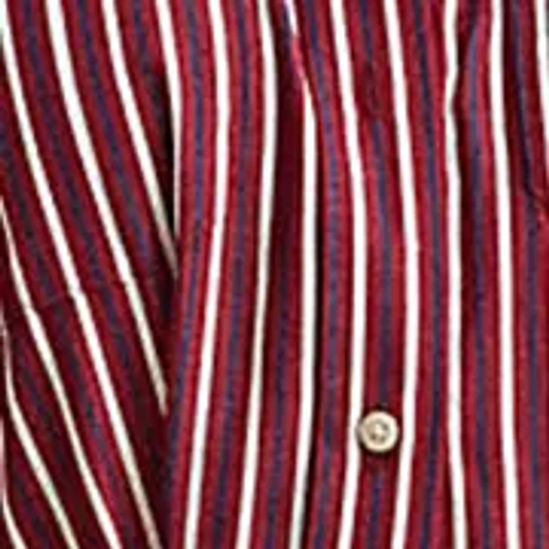 Women's Striped Belted Broadcloth Shirtdress