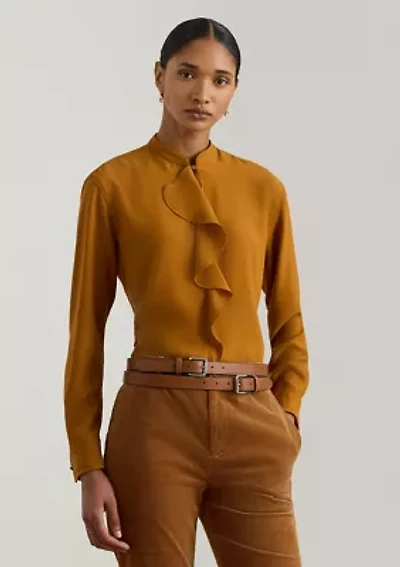 Ruffle-Trimmed Georgette Tunic