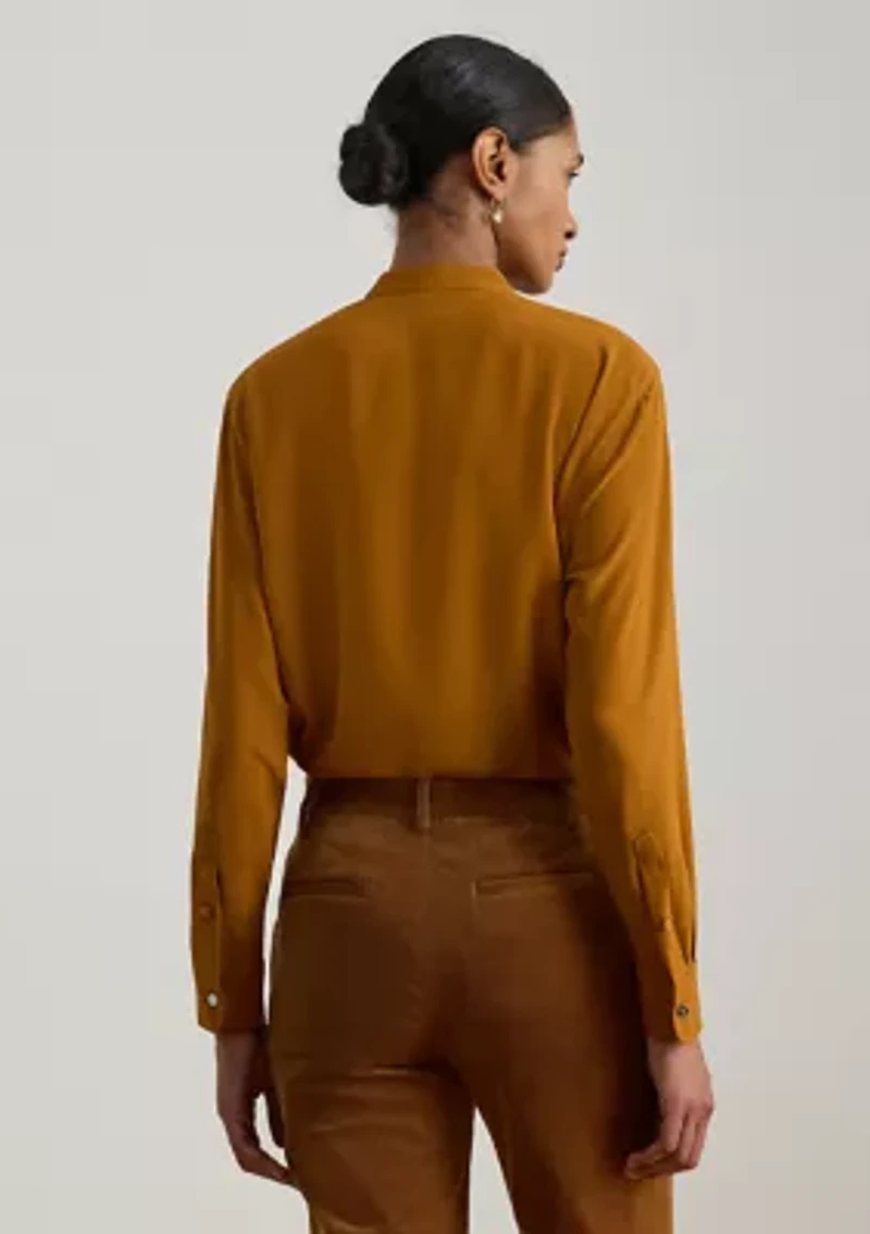 Ruffle-Trimmed Georgette Tunic