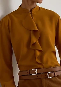 Ruffle-Trimmed Georgette Tunic