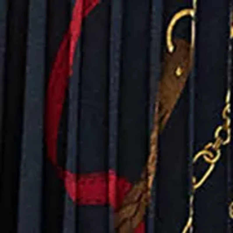 Women's Belting-Print Pleated Georgette Skirt