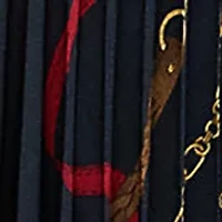 Women's Belting-Print Pleated Georgette Skirt