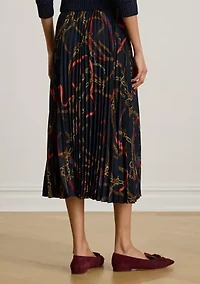 Women's Belting-Print Pleated Georgette Skirt