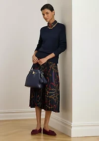 Women's Belting-Print Pleated Georgette Skirt